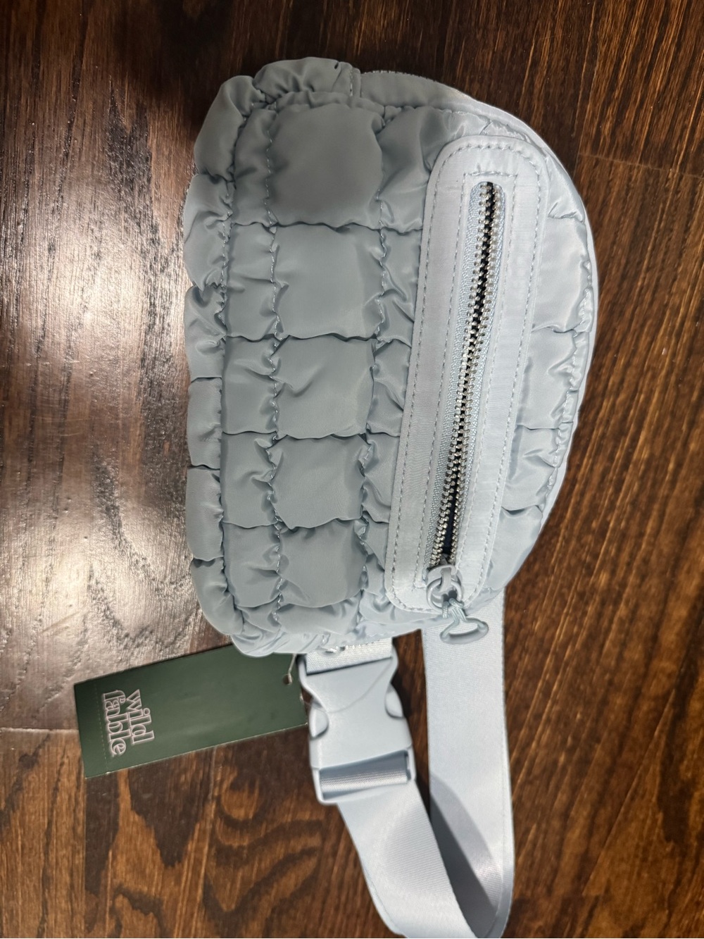 wild fable Light Blue Quilted Crossbody Belt Bag